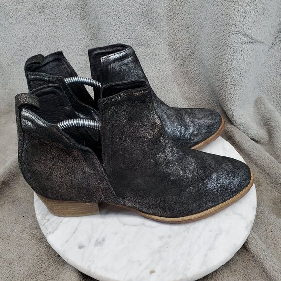 Diba True Shoes Womens Size 10 Stop By Black Metallic Shimmer Leather Ankle Boot - Picture 4 of 10